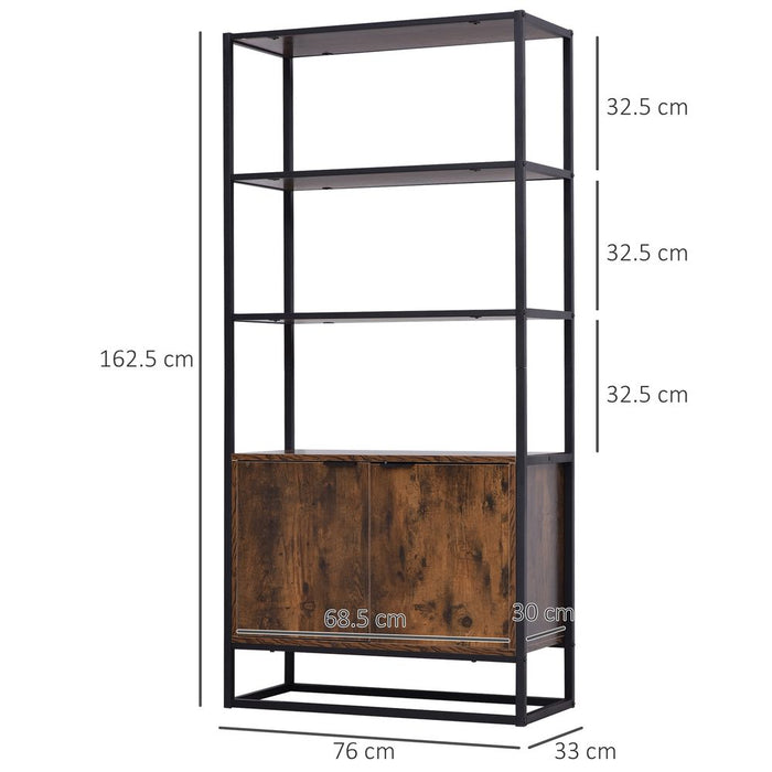 HOMCOM Storage Cabinet with 3 Open Shelves Cupboard Freestanding Tall Organizer Multifunctional Rack for Livingroom Bedroom Kitchen Rustic Brown