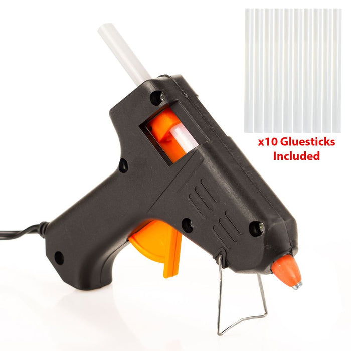 Mini Glue Gun 10W - Fast Drying - Bonds Paper, Plastic, Wood - Includes 2 Glue Sticks