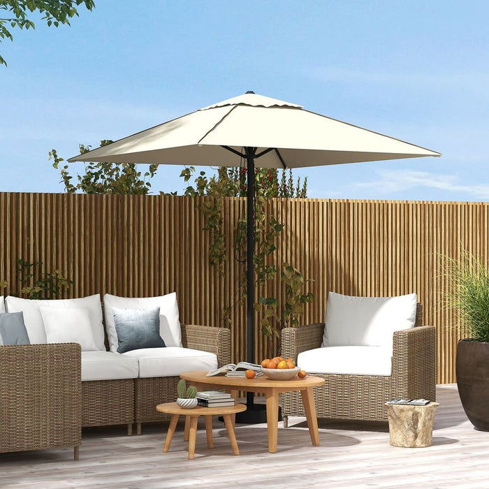 Outsunny Sun Parasol: Table Umbrella for Patio, Garden, Pool | Beige Polyester, Vent, Steel Frame