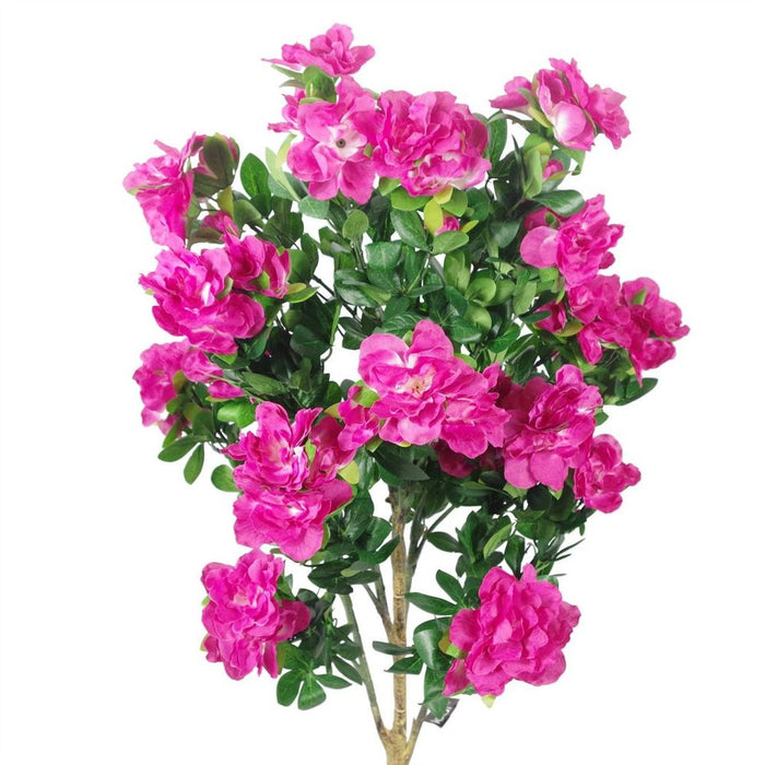 Premium 100cm Artificial Pink Azalea Flowers - High-Quality Potted Plant & Silver Metal Planter