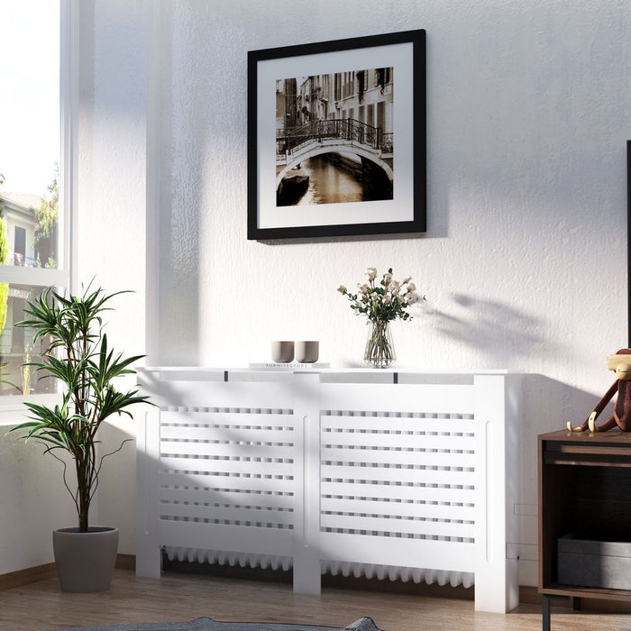 Premium MDF Radiator Cover - 152 cm - White Finish - Protect & Style Your Room - Free Shipping