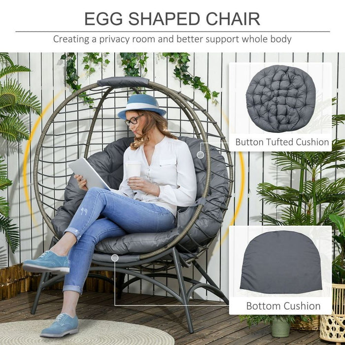 Ultimate Outdoor Relaxation: Outsunny Rattan Egg Chair with Cushion & Bottle Holder