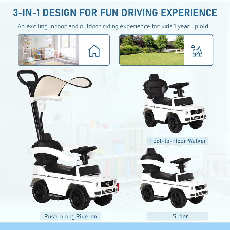 Benz G350 Ride-on Sliding Car Floor Slider Stroller Kids Vehicle, White HOMCOM