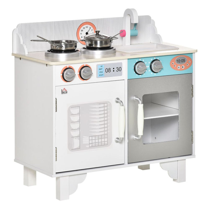 Premium Kids Wooden Toy Kitchen Playset - Pretend Play with Realistic Sink & Pots