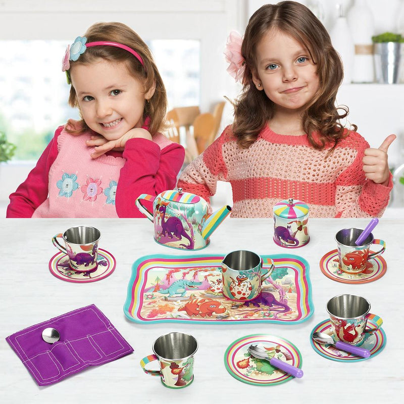 Soka 18pc Dinosaur Tin Tea Set