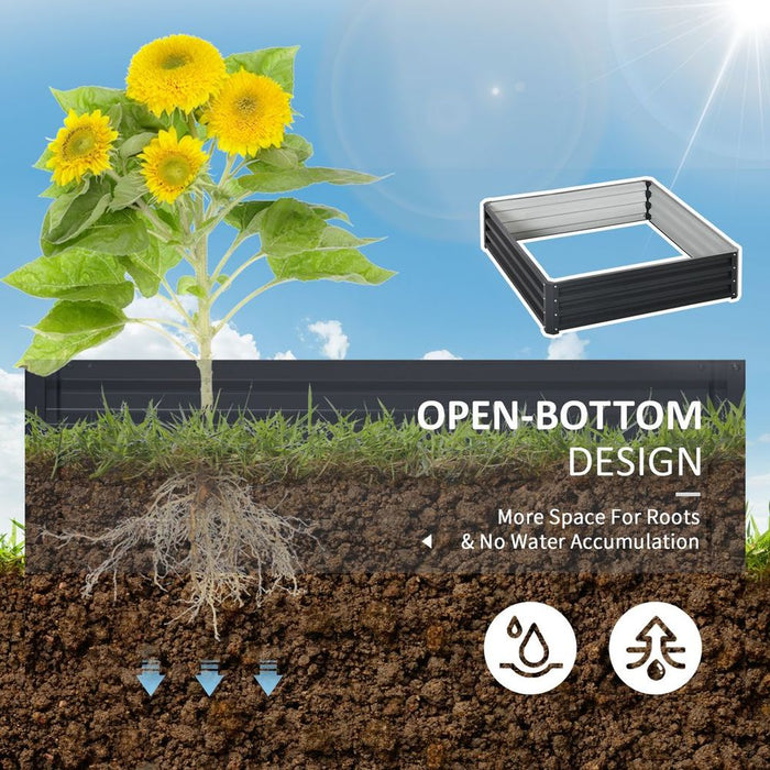 120x120cm Raised Garden Bed Planter Kit - Easy Setup, Grey - Grow Flowers & Vegetables Outdoors