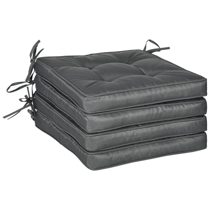 Premium Grey Garden Seat Cushion: 40x40cm, Ties, High Quality, Durable, Tufted, All-Weather, Perfect for Outdoor Dining Chairs