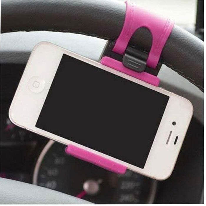 Car Steering Wheel Mobile Phone Holder - All Mobiles - Pink