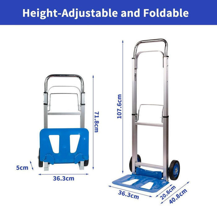 Ultra-Durable 100kg Folding Sack Trolley | Extendable Handle | Heavy Duty Steel & Aluminium | Rubber Wheels | Easy Manoeuvrability