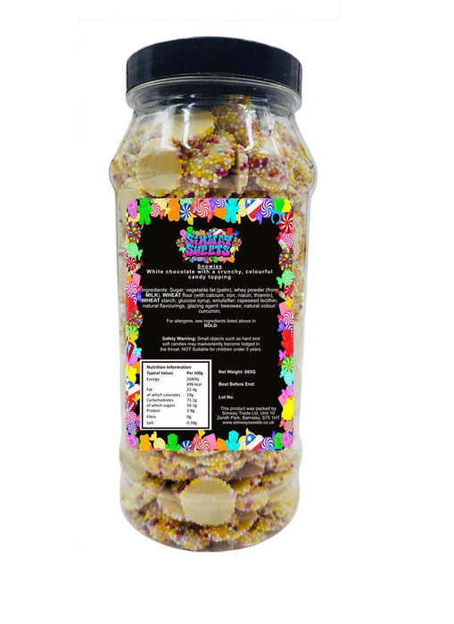 Retro Sweets Gift Jar White Chocolate Jazzies Snowies Jazzles | Best Quality, Delivered to Your Door