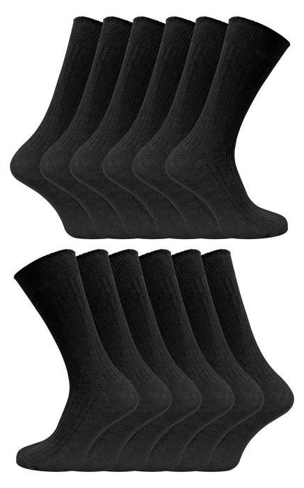 Premium 100% Cotton Socks - 12 Pairs