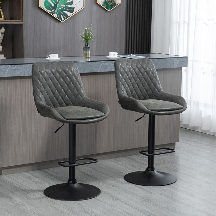 High-Quality HOMCOM Bar Stools Set of 2, Adjustable Swivel Chairs for Kitchen - Grey