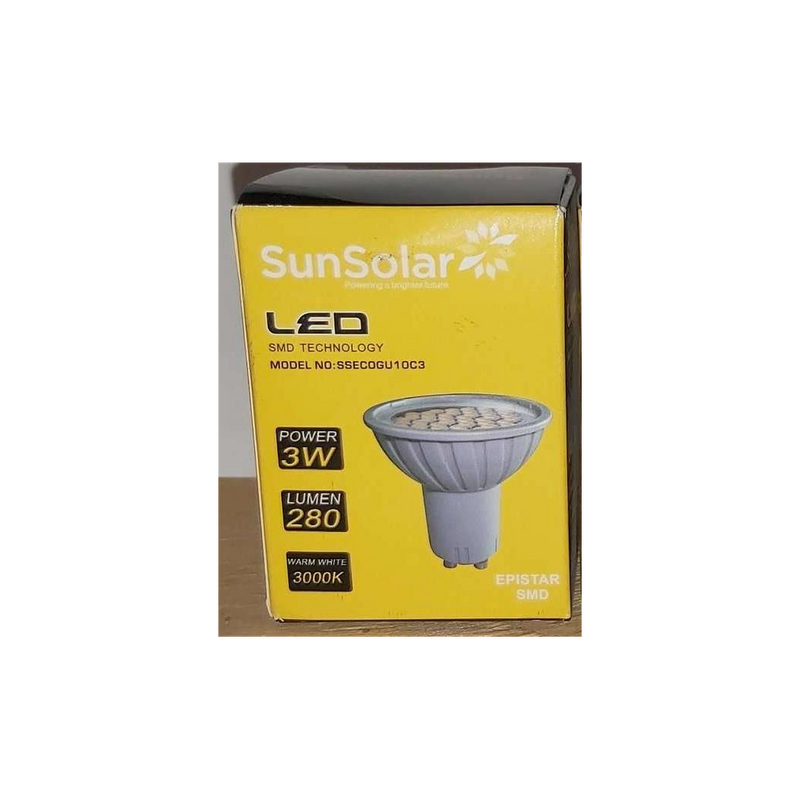 Sun GU10 LED 3W Bulb Warm White, Grey - Non-Dimmable, Strong Quality - Ideal Halogen Substitute