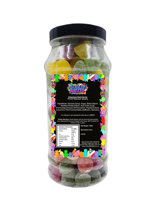 Retro Fruit Flavour American Hard Gums Gift Jar - Best Quality, Fast Shipping