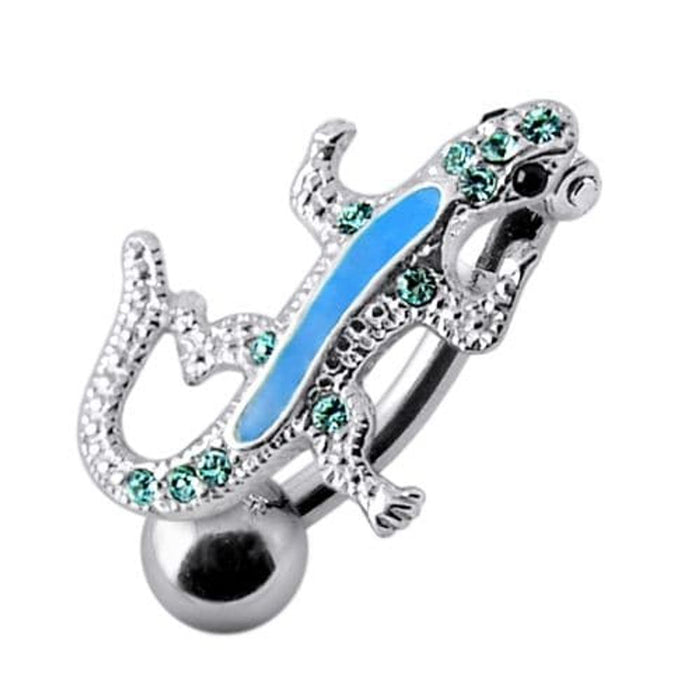 SS Fancy Jeweled Lizard Dangling Navel Ring