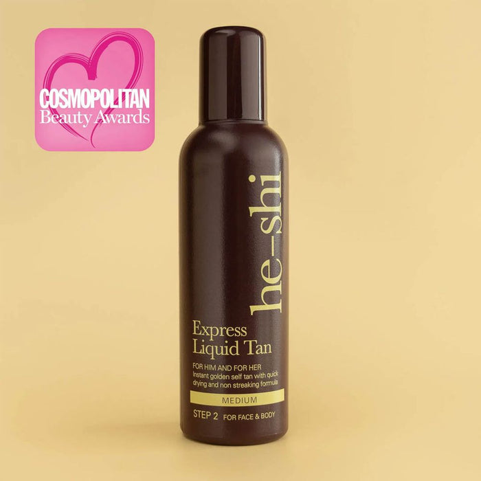 He-Shi Express Liquid Instant Self Tan - Medium Tan - 150ml - Quick Dry - Easy Application