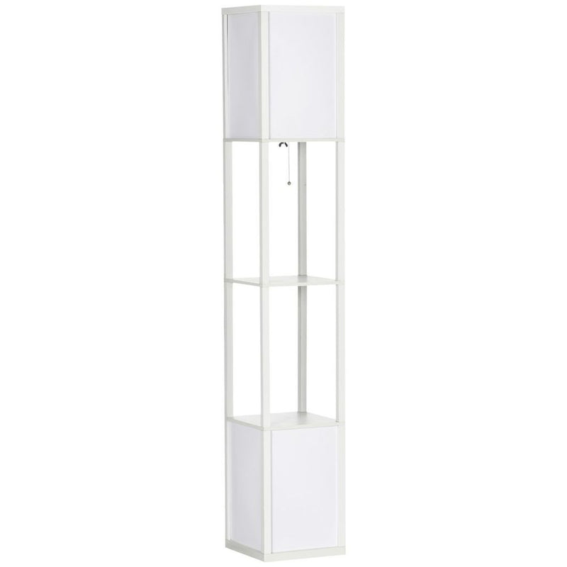 HOMCOM Shelf Floor Lamp, Dual Light, Living Rm, Bedroom, White