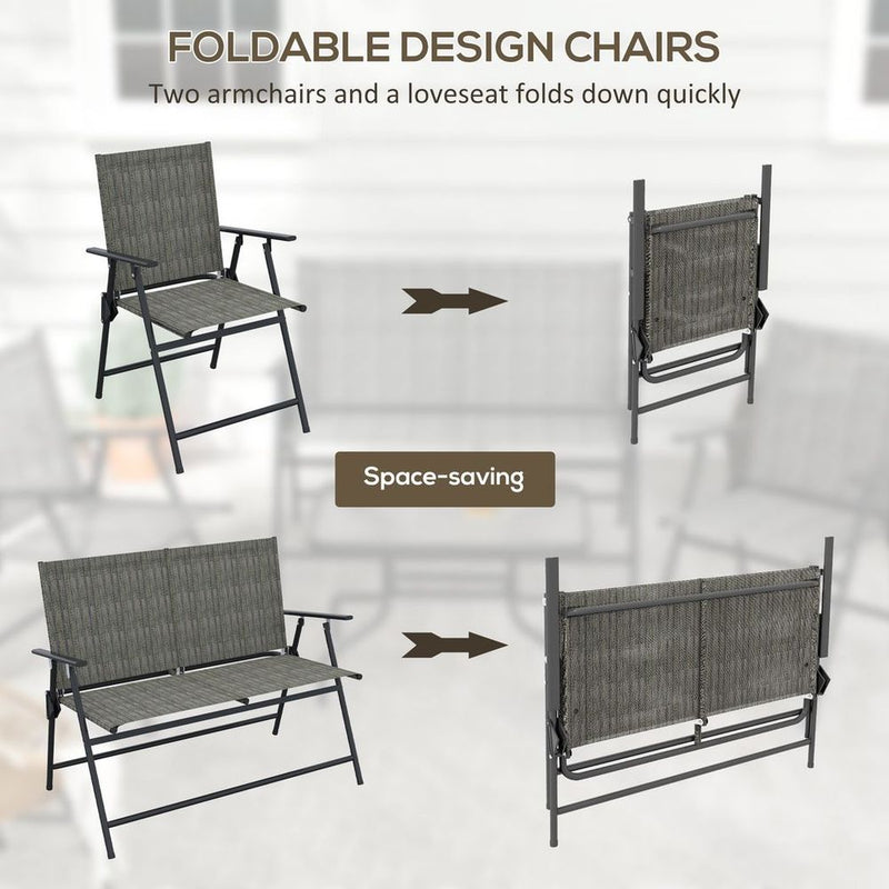 Outsunny Patio Furniture Set: Garden Table, Foldable Chairs, Loveseat - High Quality & Stylish Design