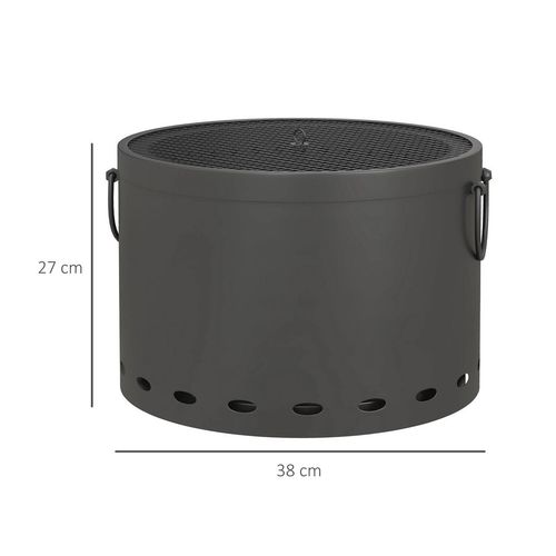 Outsunny 38cm Smokeless Wood Burning Firepit Metal Fire Pit, Dark Grey