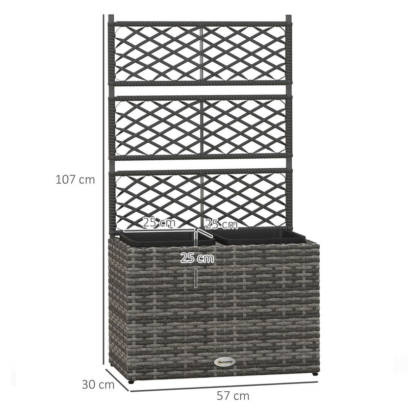 Premium Outsunny 57x30x107cm Rattan Planter Box with Trellis - Ideal for Garden & Flower Beds
