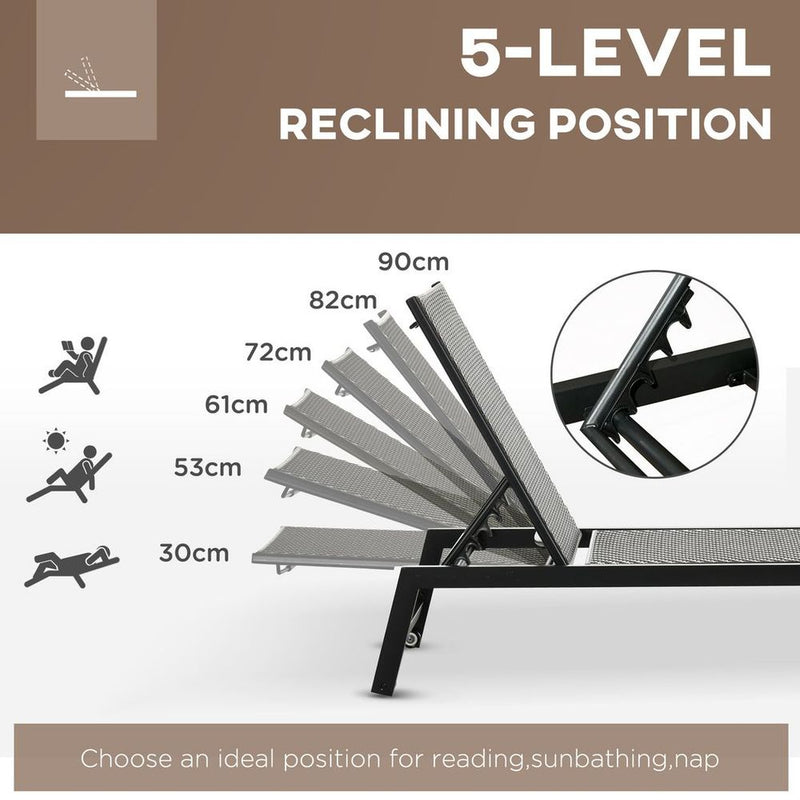 Premium Outdoor Rattan Sun Loungers - 5-Position Backrest & Wheels - Best Quality - Perfect for Relaxation - Professional Seller