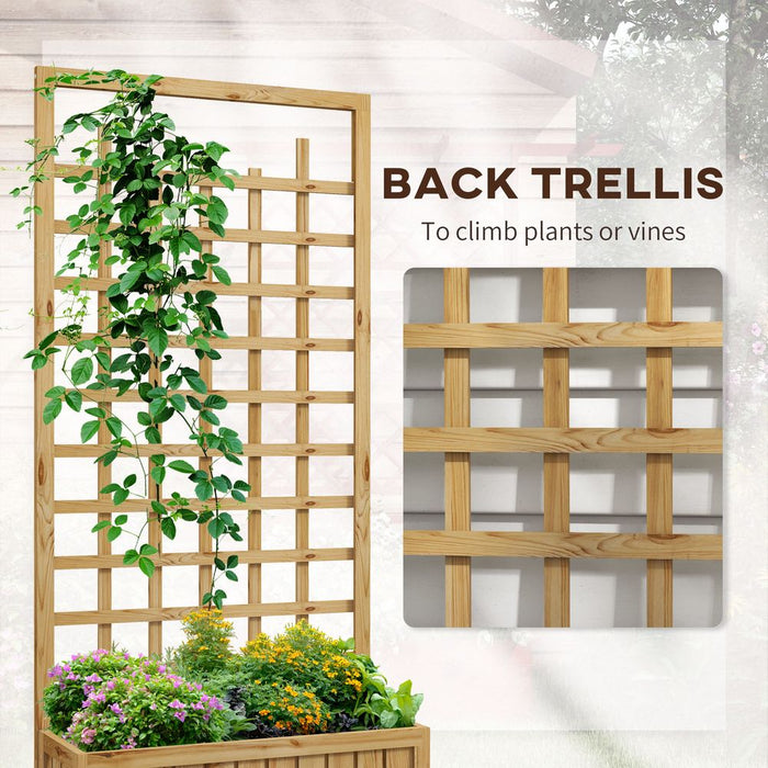 Versatile Outsunny Wooden Trellis Planter: Raised Bed with Mobile Design & Bed Liner