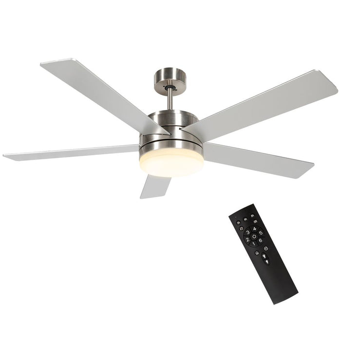 HOMCOM Reversible Ceiling Fan w/ Light & Remote - Silver & Natural, High Quality