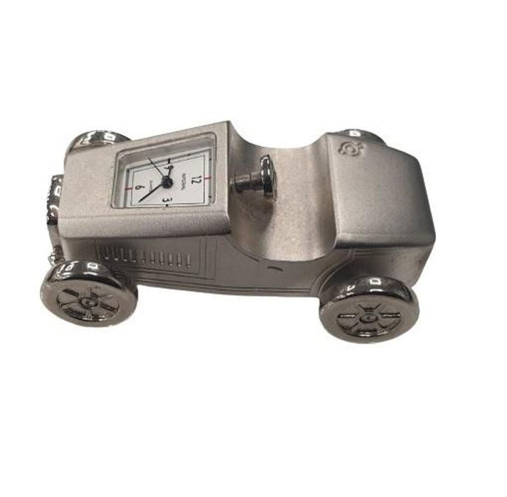 Premium Silver Plated Car Mini Clock - Solid Brass Construction, CLEARANCE SALE