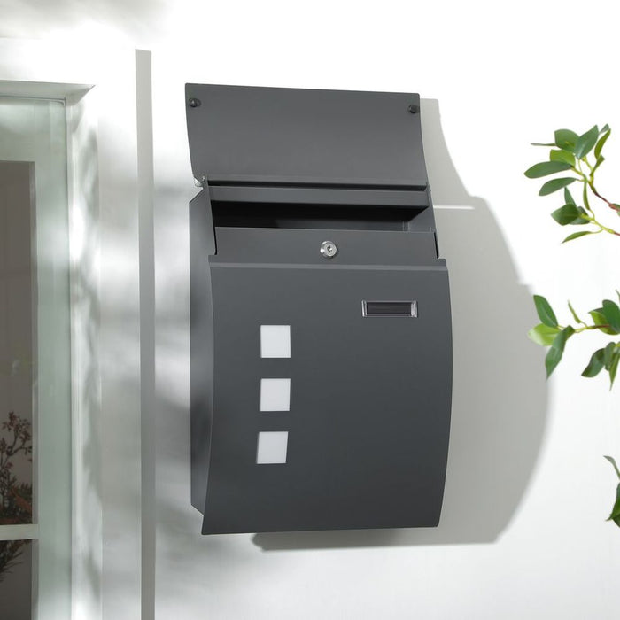 Premium Weatherproof Wall Mounted Letter Box with Key Viewing Windows | HOMCOM