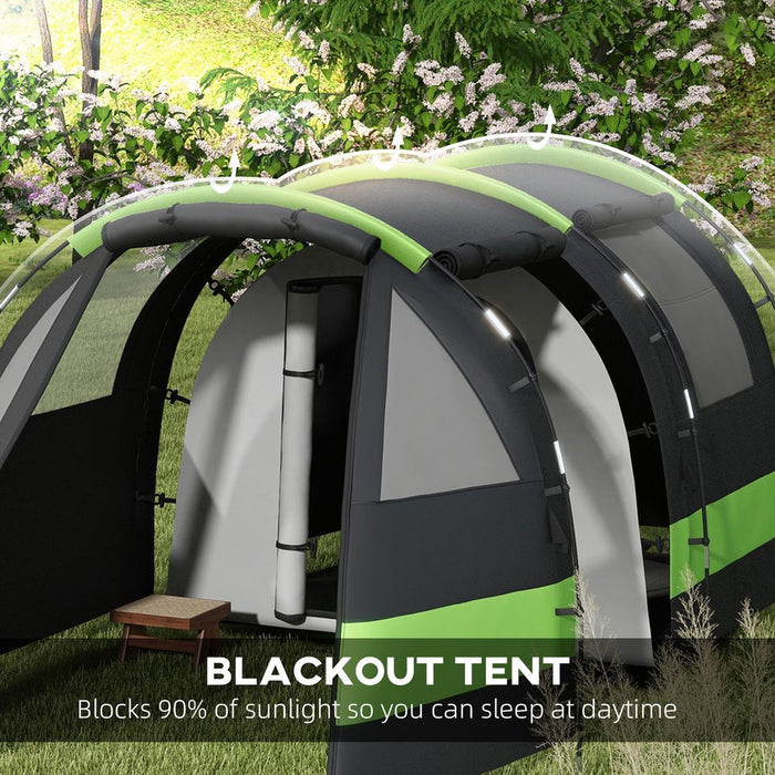 Outsunny Blackout Camping Tent: Bedroom & Living Room, 4-5 Person, Black