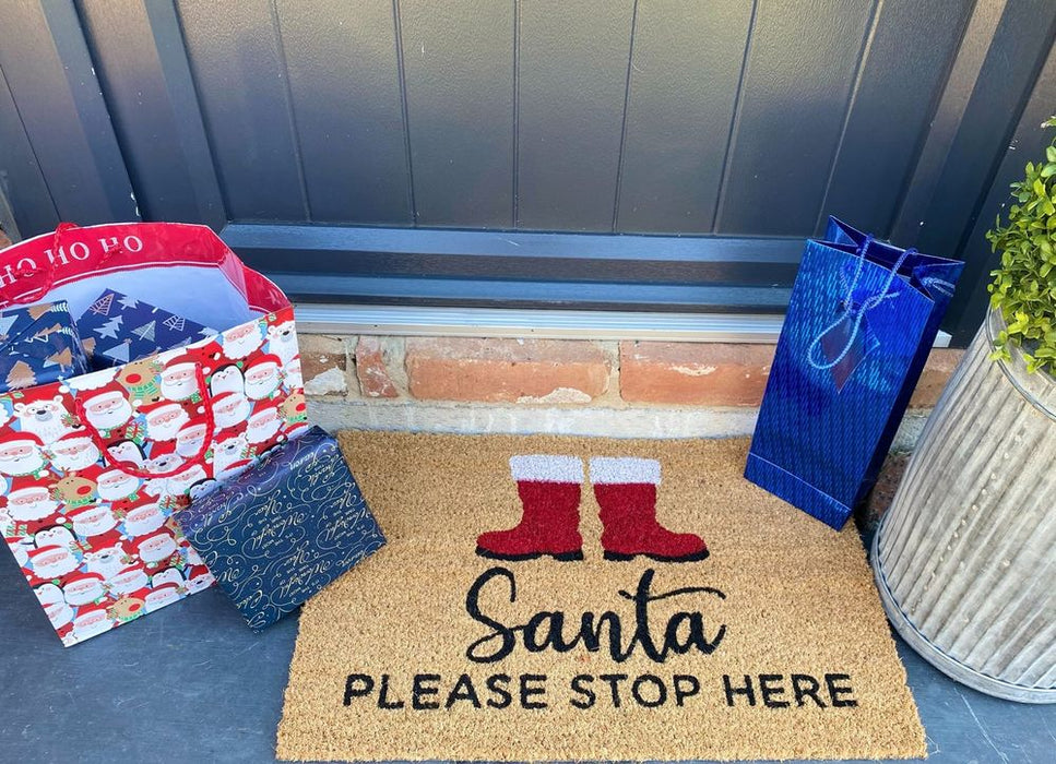 Doormat Boots: Santa Stop Here! Festive Coir Mat | High Quality, 40.5x1x60cm