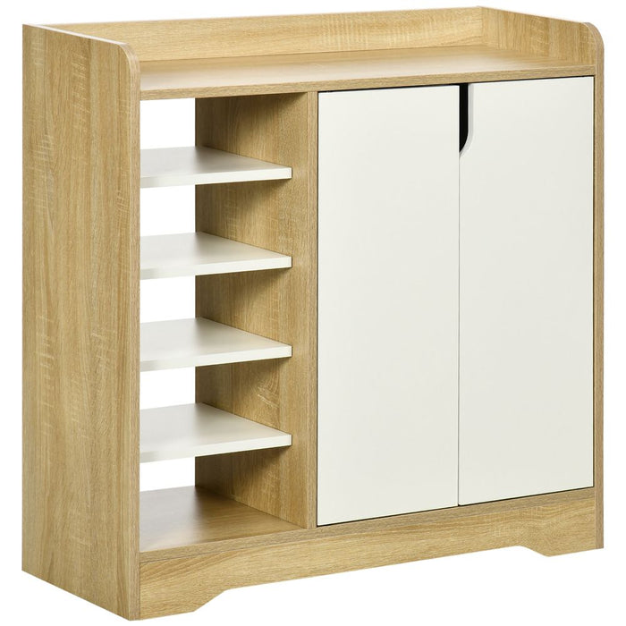 Shoe Storage Organizer w/ Double Door Cabinet Open Shelves for Hallway Entryway