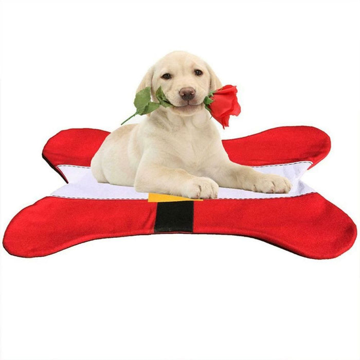 Aquarius Christmas Dog Bed - Red, Bone Design, 90x50cm - Quality Pet Bed