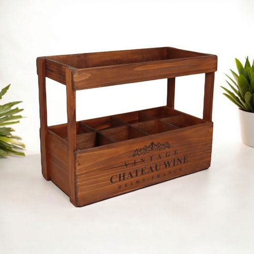 47CM WOODEN 8 BOTTLE WINE HOLDER