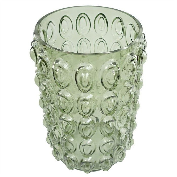 Premium Quality 30cm Green Retro Bubble Vase - Hand-Finished Glass - Perfect for Real & Artificial Blooms