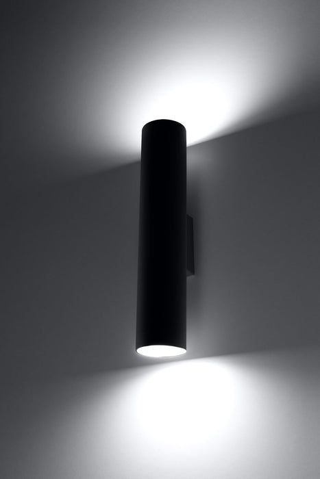 Modern Industrial Loft Wall Lamp: LAGOS 2 Black Round Tube LED GU10