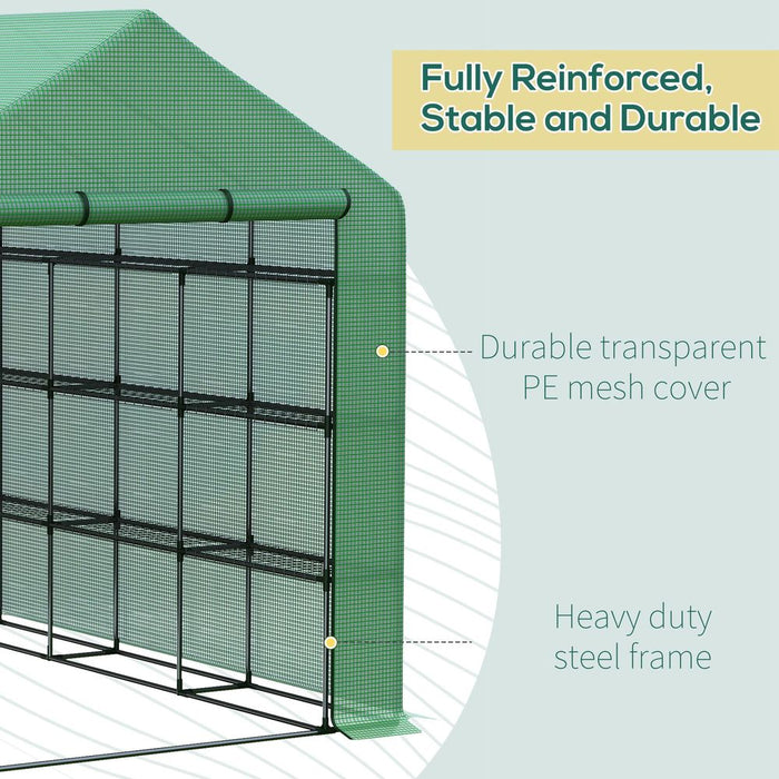 Premium Walk-In Greenhouse w/ Removable Cover & Shelves - High-Quality & Eco-Friendly - 244x180x210cm