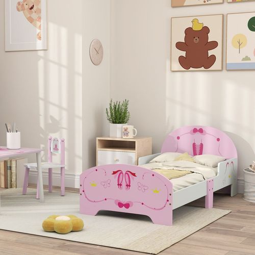 AIYAPLAY Ballet Theme Toddler Bed Frame with Safety Rails, for 3-6 Years