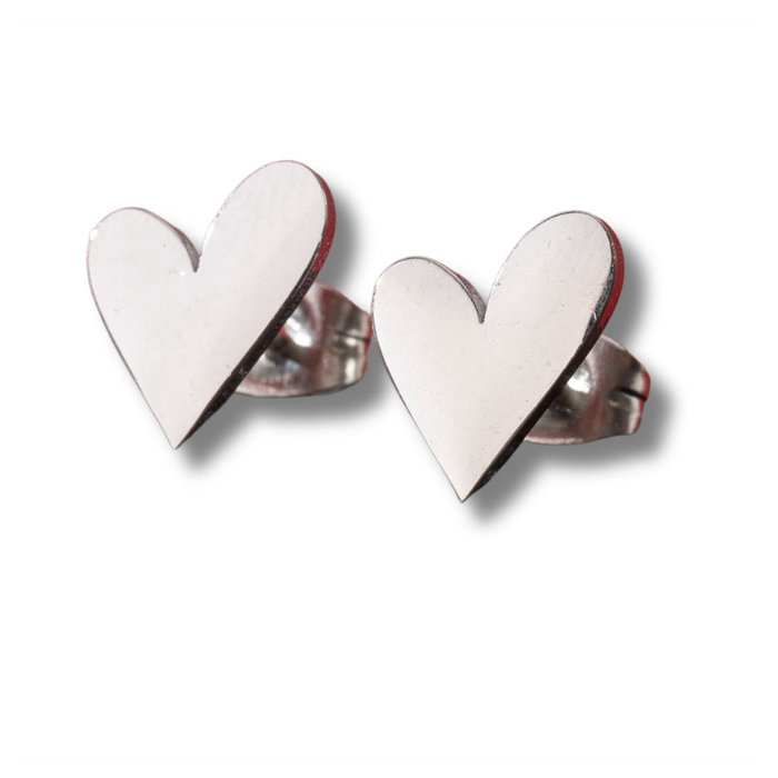 Tilted Heart Stud Earrings | Ideal Birthday or Christmas Gift