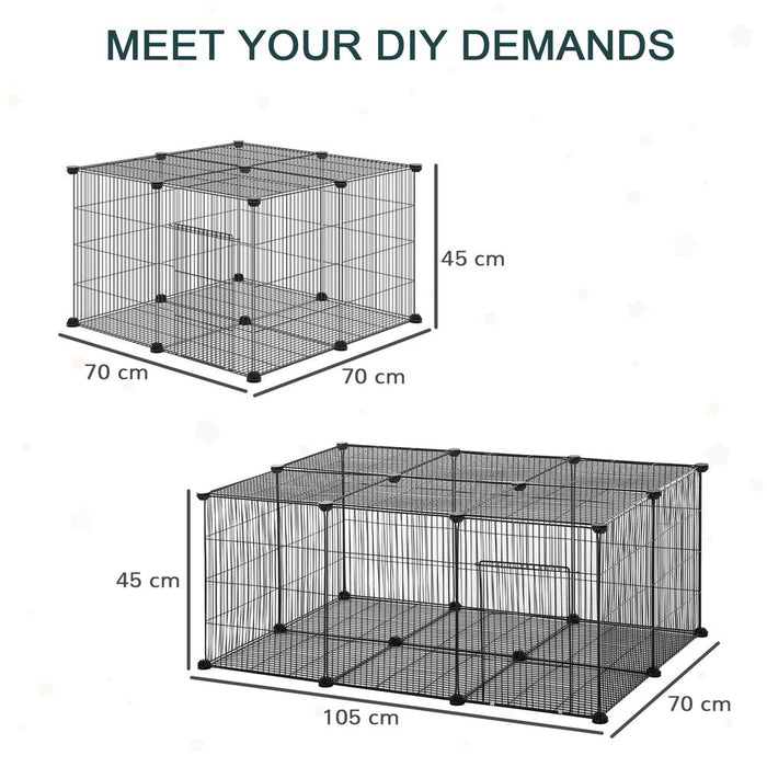 PawHut Pet Playpen DIY Small Animal Cage Metal Fence with Door, 22 Pieces, for Bunny Chinchilla Hedgehog Guinea Pig