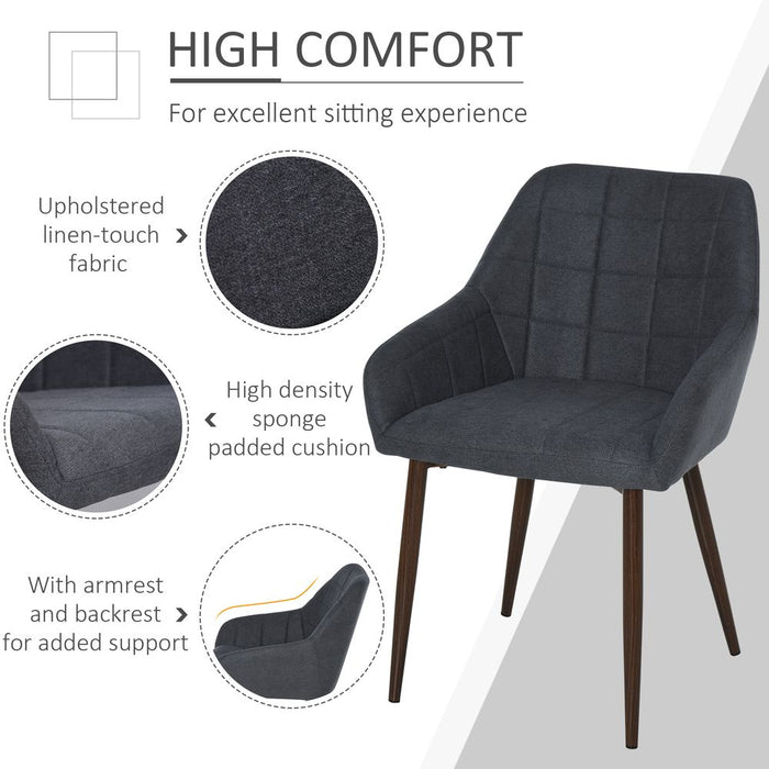 HOMCOM 2 Pieces Dining Chair with Sponge Padding Metal Leg for Home Office