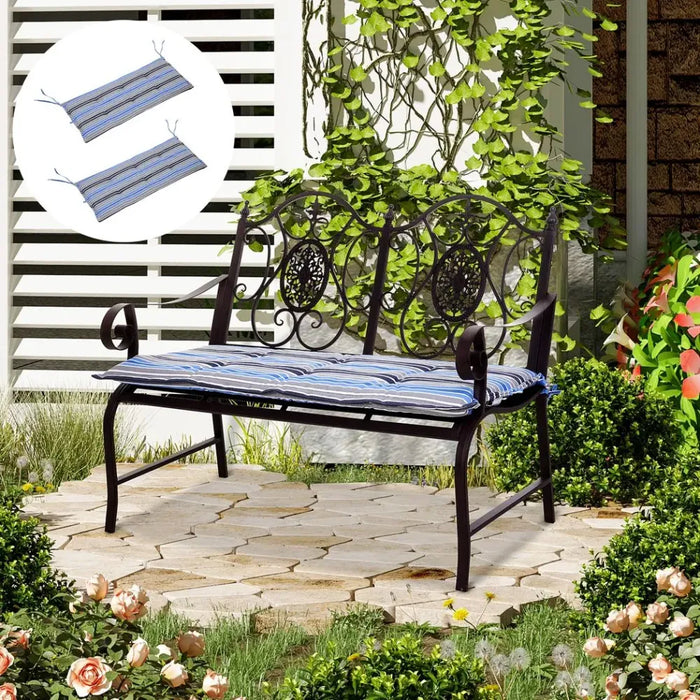 2-Pack Blue Patio Bench Swing Chairs - Double Seat Cushion Mat - High Quality & Durable - Perfect for Garden