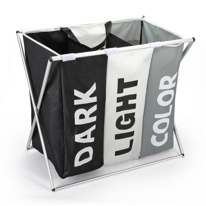 Vinsani X-Shape 3 Section Laundry Sorter - Dark, Light & Color - Waterproof & Sturdy - L63xW40xH58cm