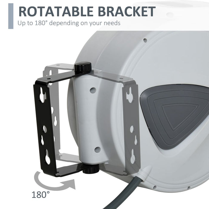 DURHAND Retractable Air Hose Reel - 10m+90cm, 3/8" Diameter, 9.5mm Hose, 1/4" Connector