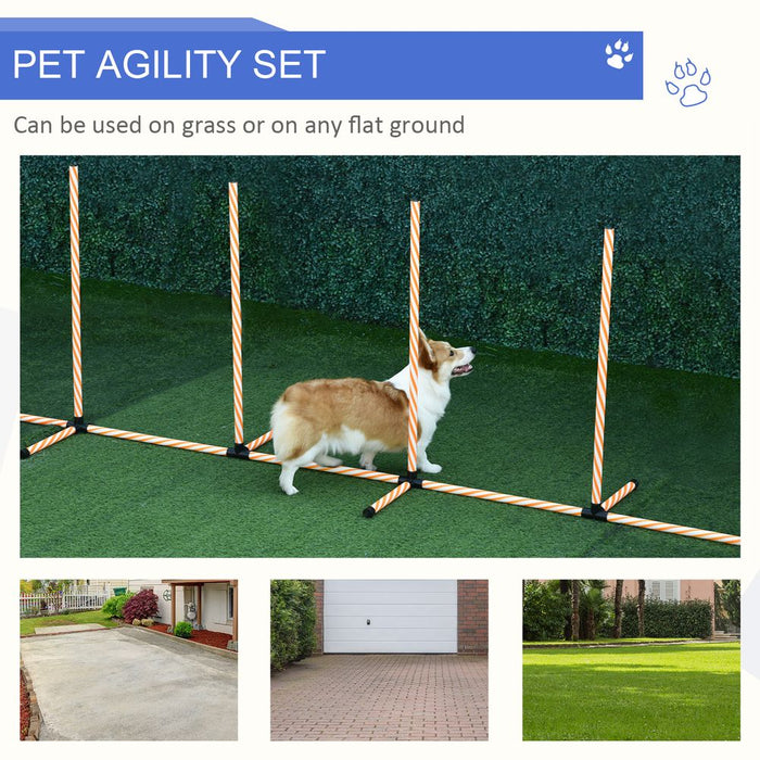 PawHut Dog Agility Training Equipment Pet Play Run Obstacle w/Weaves Poles Whistle Carrying Bag Outdoor Games Exercise