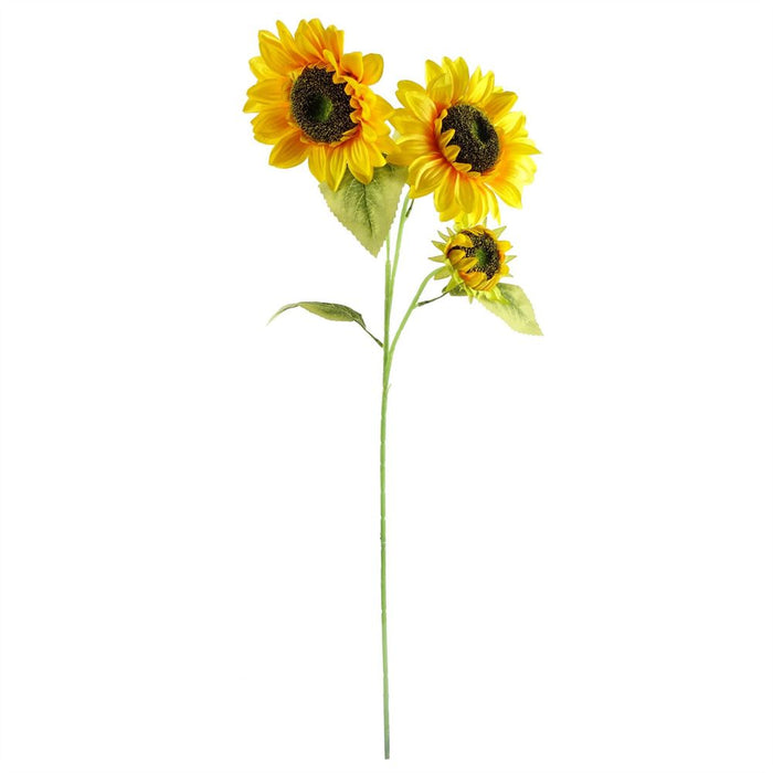 80cm White and Yellow Sunflower Mix Glass Vase