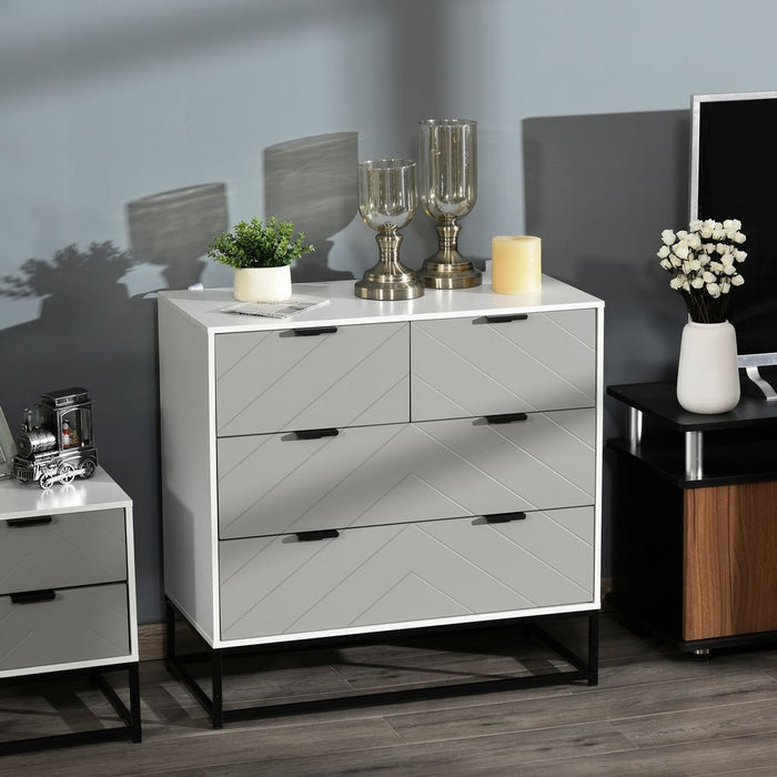 Stylish Chest of Drawers: Metal Handles, Freestanding Dresser, Modern Wood