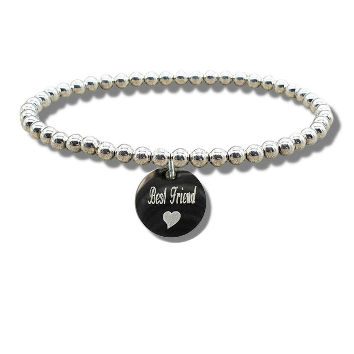 Engraved Best Friend Disc Bracelet with Heart Symbol