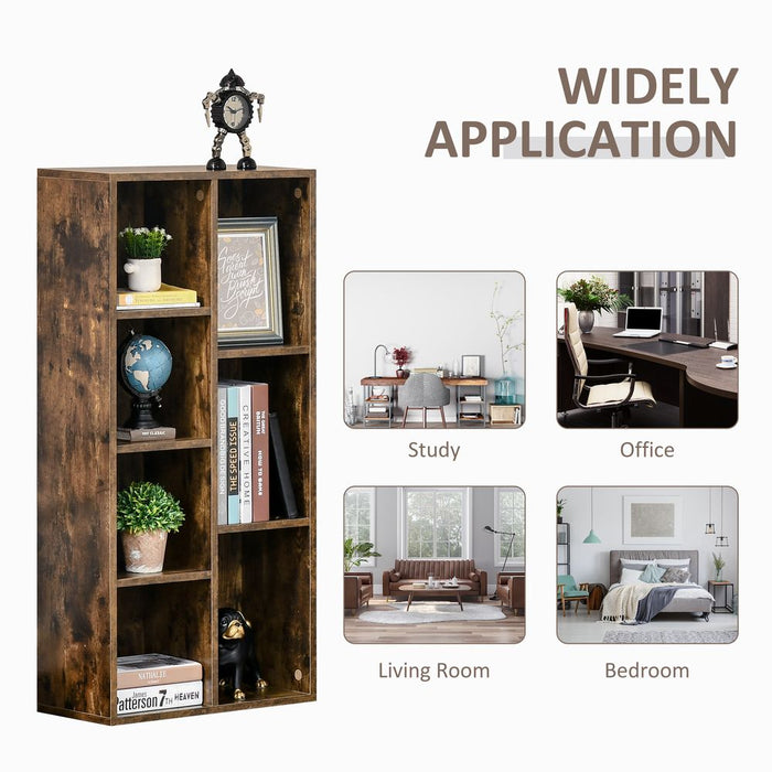 Rustic Brown Bookcase: Industrial Display Cabinet w/ Cube Storage - High Quality & Durable