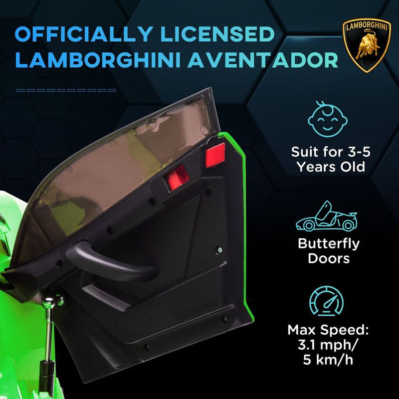 Flashy & Fun: HOMCOM Lamborghini Aventador 12V Electric Ride-On Car - Green